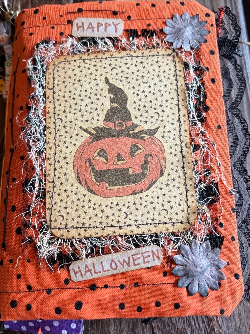 Halloween Junk Journal Small Handmade Decorated 3 Sig Pumpkin Jack O Lantern